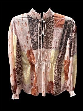 🌺Zara Pink Multi Patchwork Boho Blouse